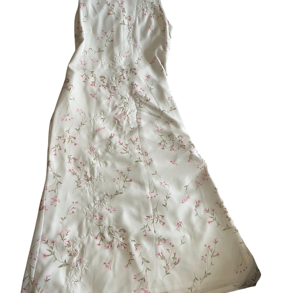 Emma James White Dress with Pink Floral Design